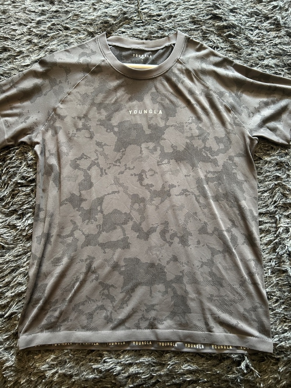YoungLA Geo Compression Grey Camouflage Performance Tee